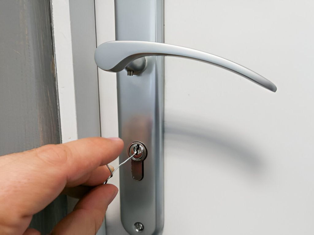 N1 Locksmiths engineer fitting keyed alike cylinders to a set of doors in North London