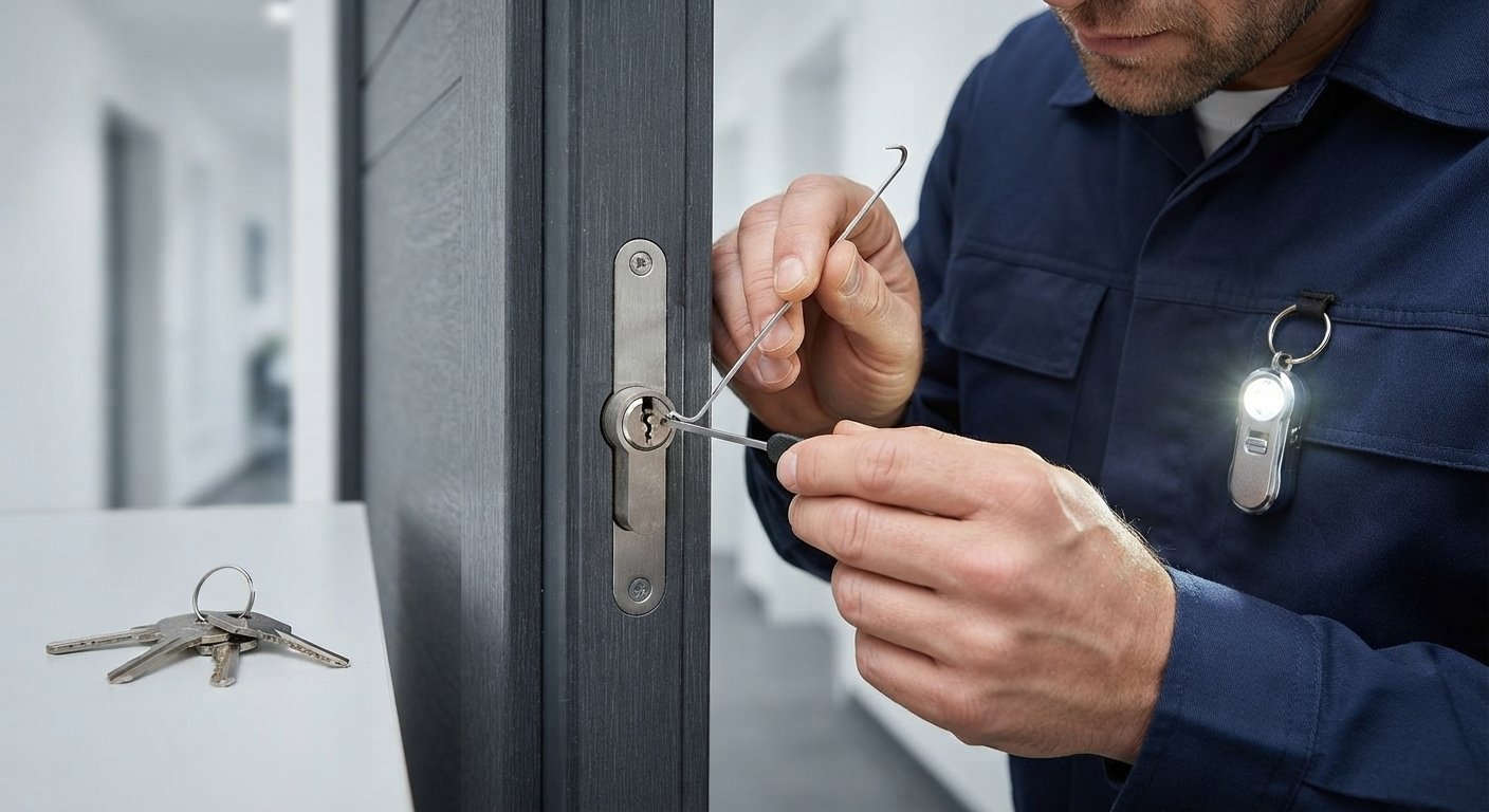 Checking a locksmith business address on a map before booking