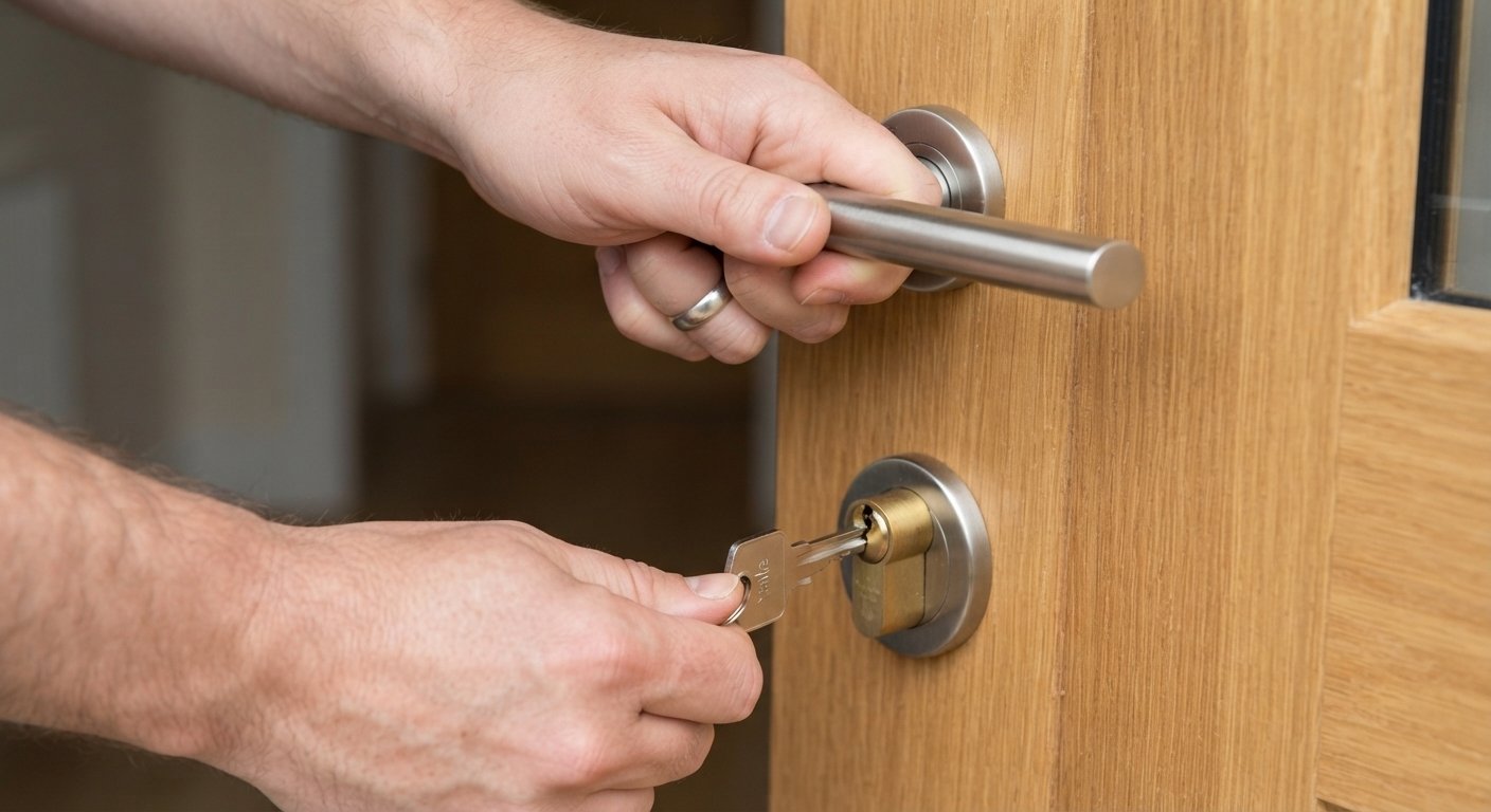Searching for a locksmith near me on a phone in North London